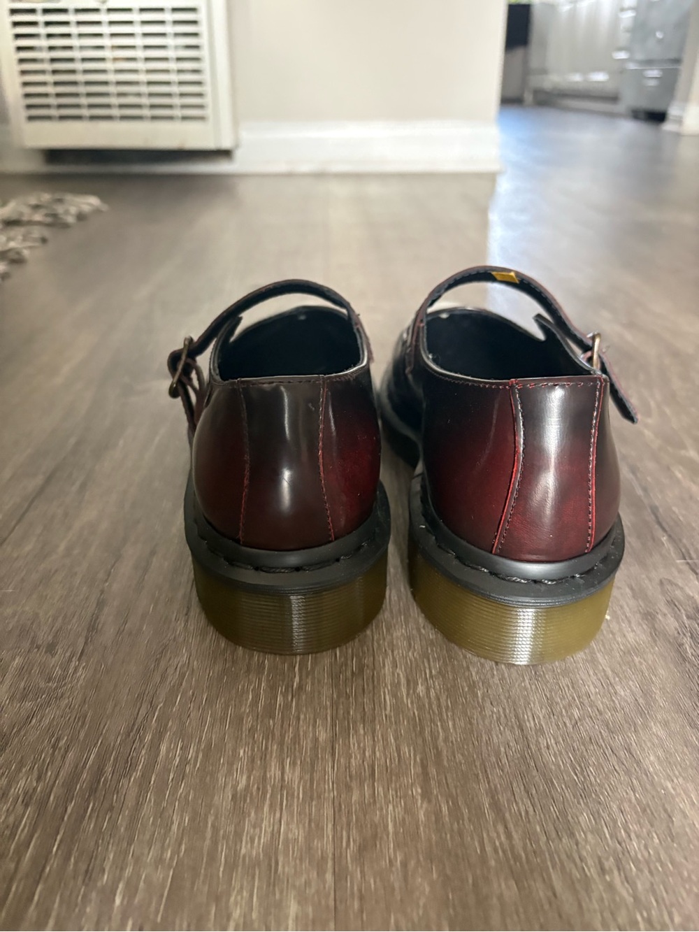 Dr. Martens Women's Burgundy Mary Jane Platform Loafers - Picture 4 of 5